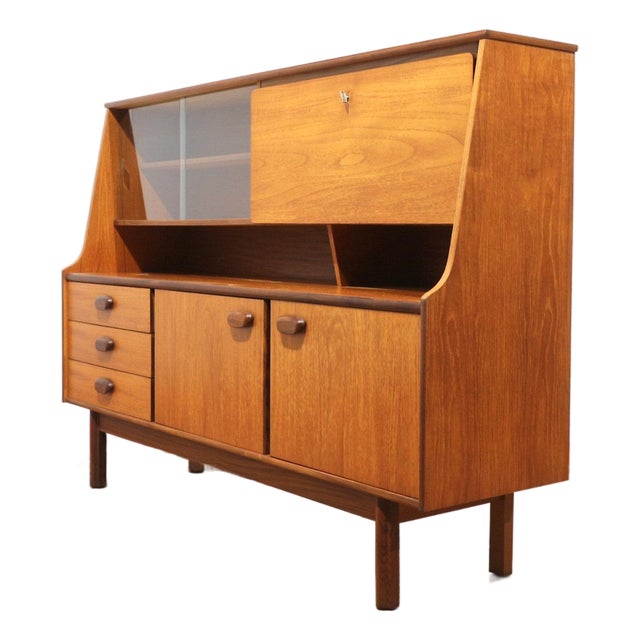 Mid Century Modern Vintage Teak Highboard Credenza Buffet by Stonehill Danish Style For Sale