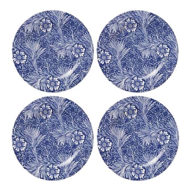 William Morris "Marigold" Blue and White Plates by Goodies - Set of 4 For Sale