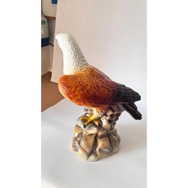 French Hand-Painted Ceramic Eagle Sculpture, 1970s For Sale - Image 10 of 16