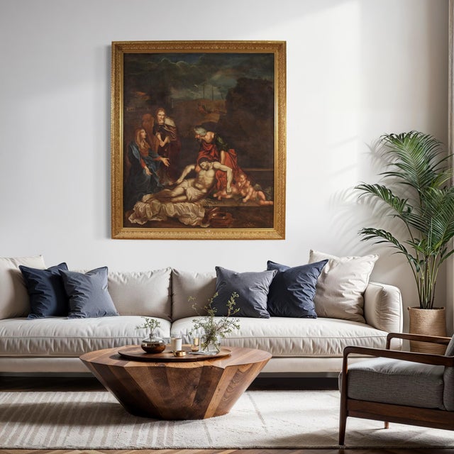 Italian Artist, Lamentation Over the Dead Christ, 1660, Oil on Canvas For Sale - Image 8 of 16