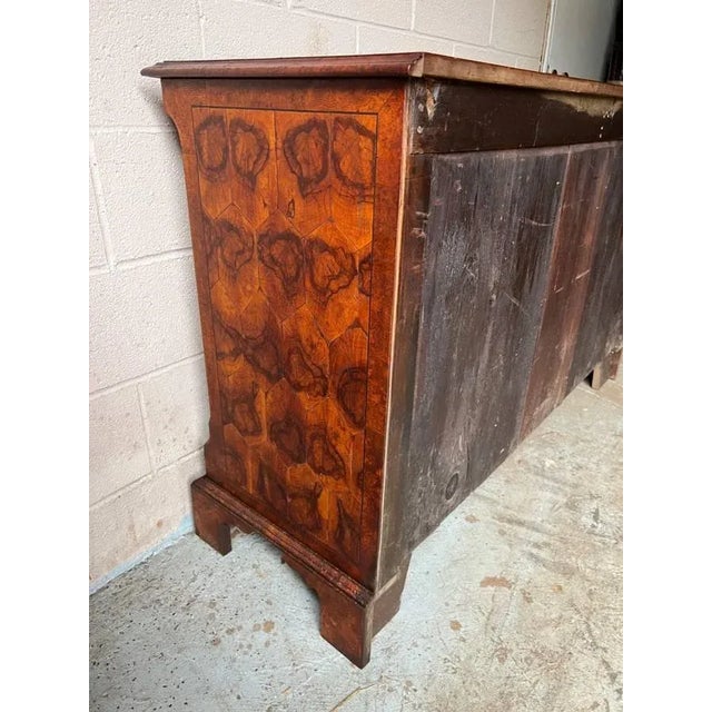 19th Century George III Style Burlwood Crossbanded Oyster Veneer Double Chest of Drawers For Sale - Image 12 of 12