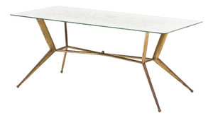 Vintage Brass Coffee Table with Engraved Glass Top from Fontana Arte, 1950s