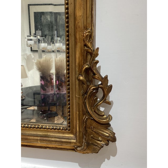 Antique French Gilded Wood Mirror, 1800s For Sale - Image 4 of 15