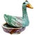 A whimsical yet sophisticated large Chinese export Famille Rose porcelain tureen in the form of a beautiful swimming goose...