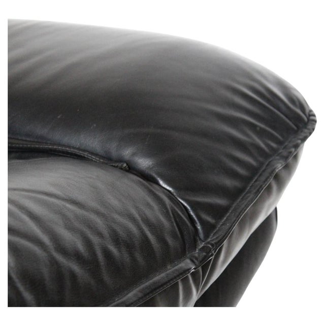Postmodern Lounge Chair in Black Leather and Steel attributed to Nicoletti Salotti for Avanti, Italy, 1980s For Sale - Image 6 of 12