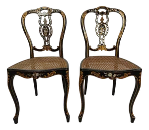 Napoleon III Pearly Chairs, Set of 2