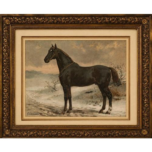 Russian Half-Blood Horse Antique Chromolithograph by Otto Eerelman, 1898 This elegant equestrian chromolithograph depicts...