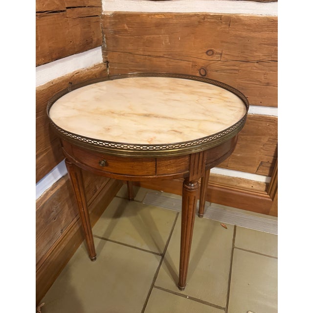 1900s Antique French Louis XVI Mahogany Marble Table For Sale - Image 4 of 5