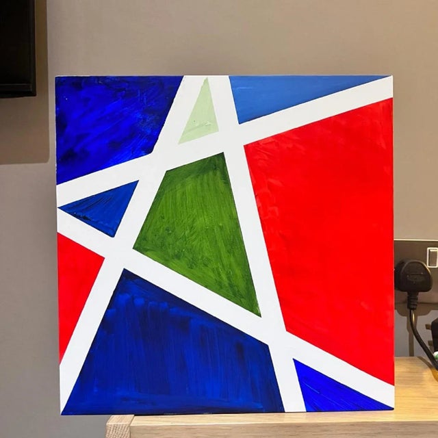 Abstract "Kites Abstract 10" Contemporary Geometric Abstract Painting by Shabs Beigh For Sale - Image 3 of 5