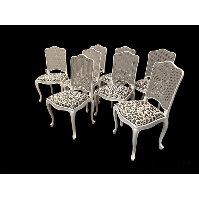 French Louis XV Style Cane Back Dining Chairs with Slip Seats - Set of 8 For Sale - Image 3 of 11