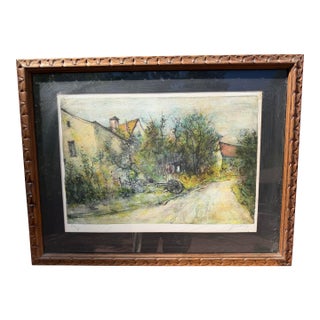 1960s Signed, Numbered Limited Ed. Lithograph of a French Village by 20th Century French Landscape Artist Bernard Ganter For Sale