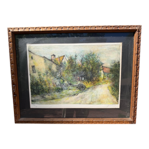 1960s Signed, Numbered Limited Ed. Lithograph of a French Village by 20th Century French Landscape Artist Bernard Ganter