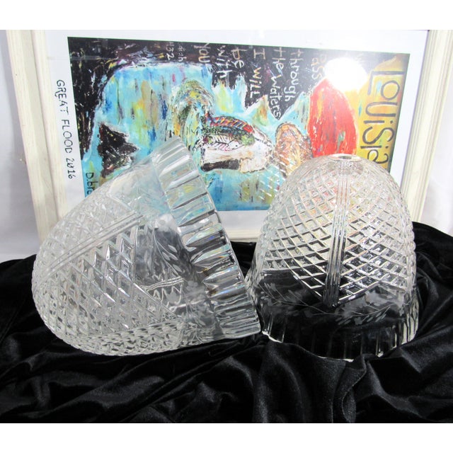 Vintage Heavy Cut Glass Light Covers Shades - a Pair For Sale - Image 4 of 17