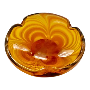 Mid Century Modern Vintage Swirl Design Hand Made Round Glass Ashtray / Candy Dish