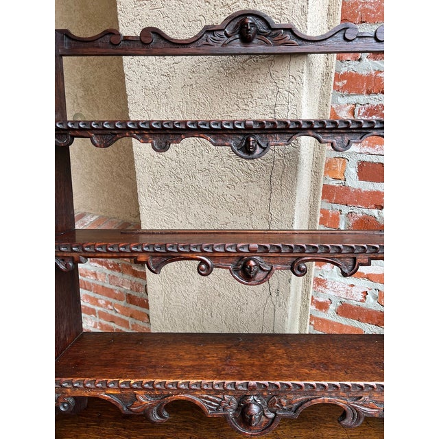 Antique English Gothic Revival Wall Shelf Carved Oak Hanging Display Rack C1880 For Sale - Image 15 of 18