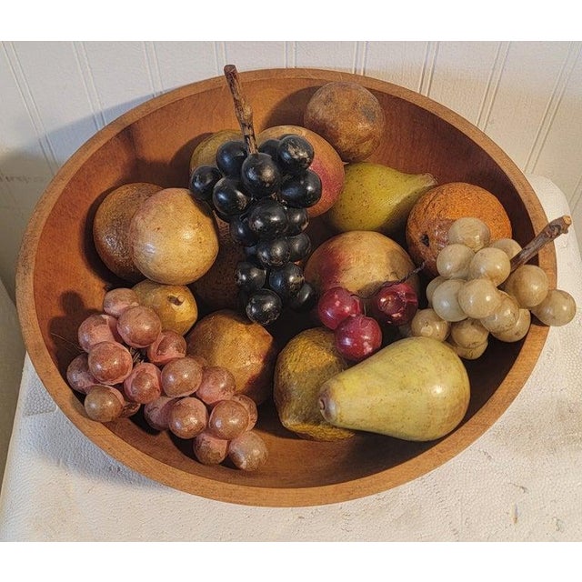 19Thc Butter Bowl W/ Collection of 17 Pcs. Of Alabaster Fruit For Sale - Image 4 of 6