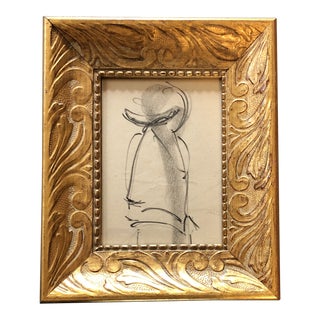 Original Vintage Abstract Charcoal Study Drawing Vintage Frame For Sale