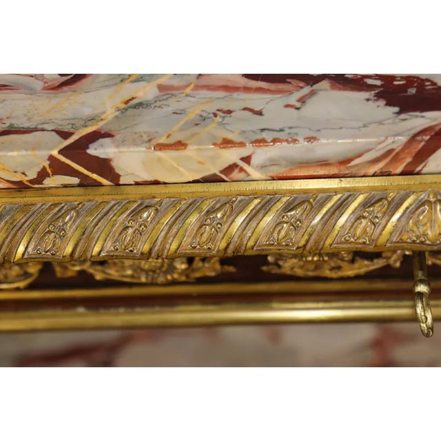 Exceptional 19th Century French Louis XVI Style Marble-Top Console Table With Ormolu Accents For Sale - Image 15 of 18