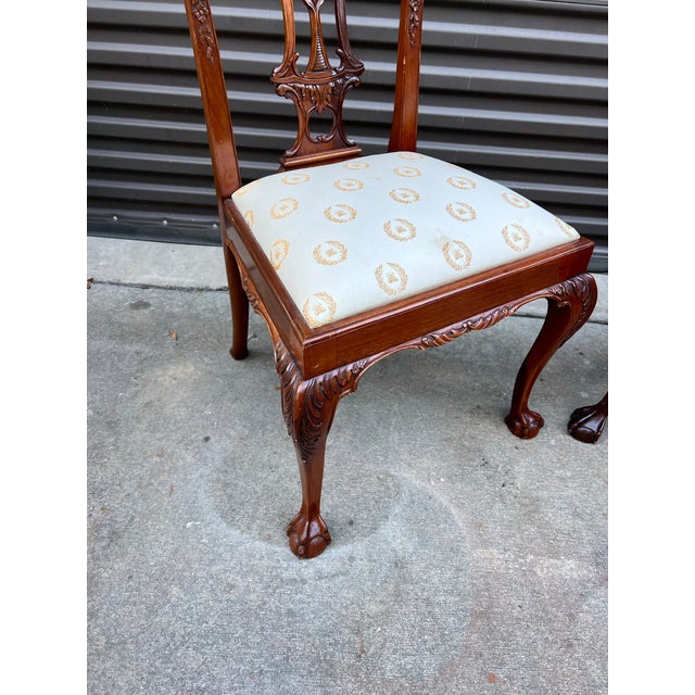 1970s Pair of Maitland Smith Ball and Claw Feet Design Wooden Dining Chairs For Sale In Atlanta - Image 6 of 9