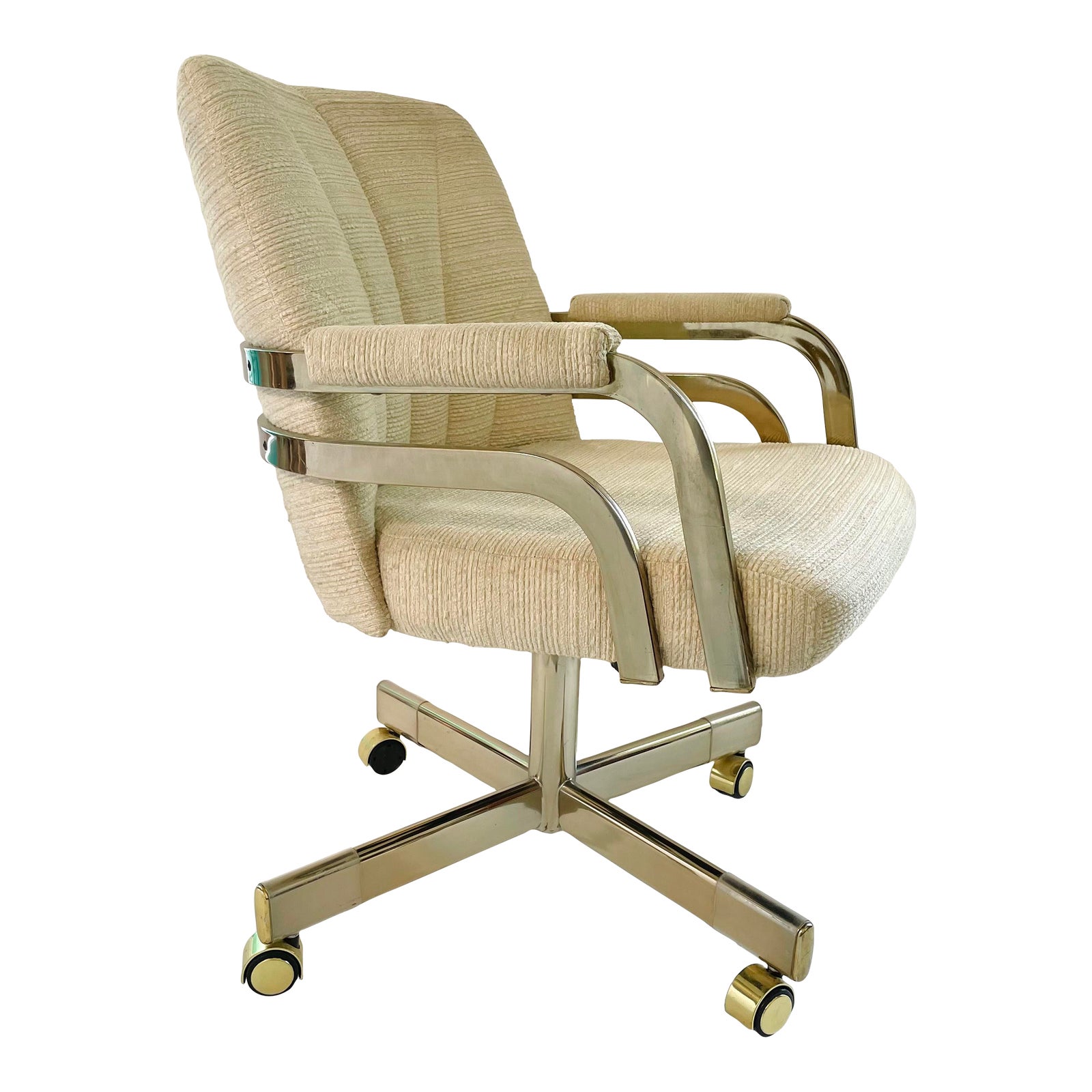 1970s Vintage Chromcraft Brass Desk Chair on Casters Chairish