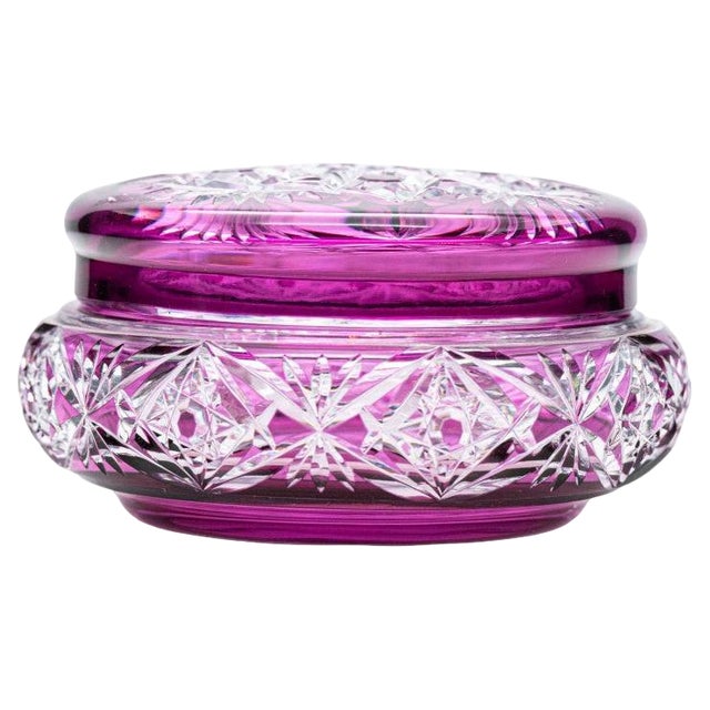 Baccarat Candy Jar in Violet Purple Crystal, 1940 For Sale