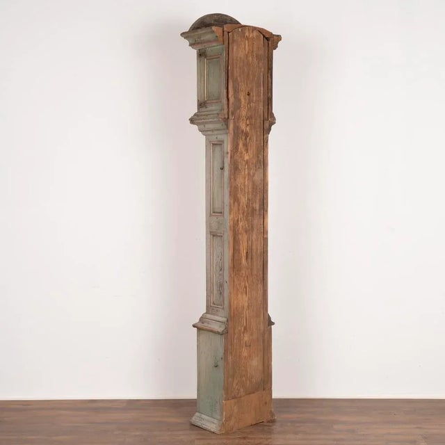 Antique Original Blue Painted Grandfather Clock, Sweden Dated 1844 For Sale - Image 4 of 12
