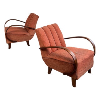 Czechoslovak Art Deco H-410 Armchairs by Jindrich Halabala for Up Závody, 1930s, Set of 2 For Sale