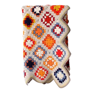 Vintage Crotchet Granny Square Afghan Quilt