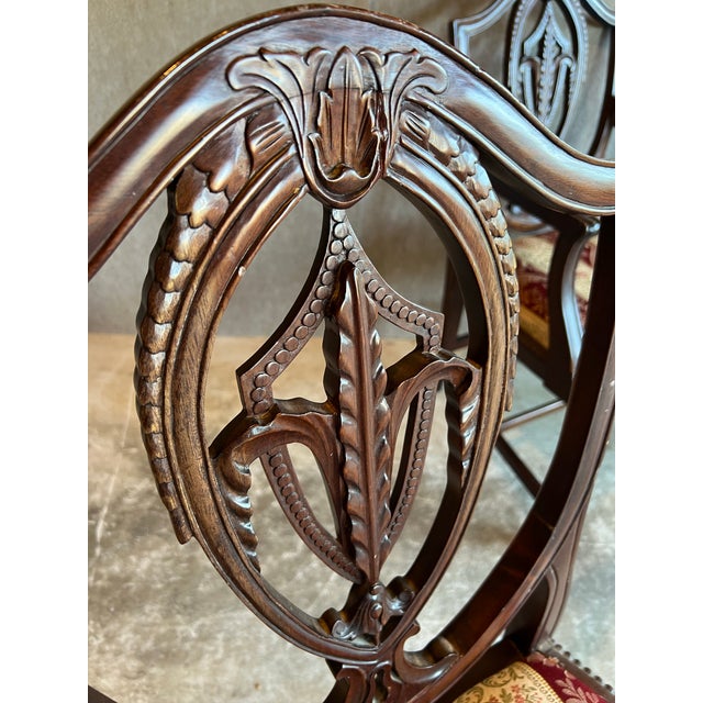 Set of 8 Late 20th Century Carved Mahogany Hepplewhite Chairs in Need of Restoration For Sale - Image 10 of 12