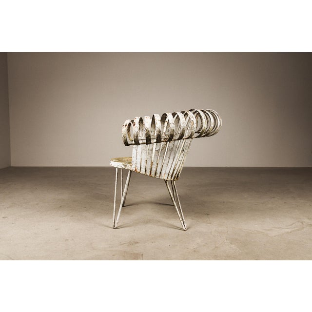 French Wrought Iron Lounge Garden Chairs with Spiral Armrests, 1950, Set of 4 For Sale - Image 6 of 16