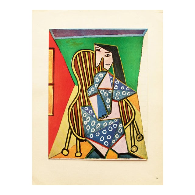 1950 After Pablo Picasso, "Femme Assise" Period Parisian Cubist Offset Lithograph For Sale