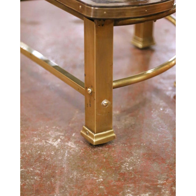 Early 20th Century English Edwardian Four-Step Brass and Leather Library Steps For Sale - Image 10 of 15