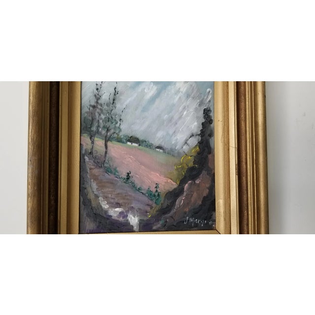 Wood Spanish Countryside Landscape Painting by Jose Marquez Figueroa, Framed For Sale - Image 7 of 12