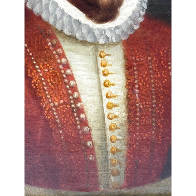 Red English Oil Painting Portrait Sir Walter Raleigh C18th Century Gilt Framed After the Celebrated Lennard Type For Sale - Image 8 of 11