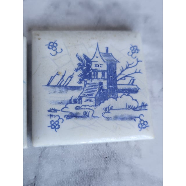 Antique Dutch Delft Blue & White Tile Coastal Landscape For Sale - Image 4 of 9
