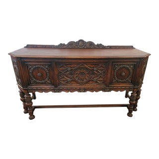 Antique 1920s Sideboard Jacobean or Spanish Revival Style For Sale