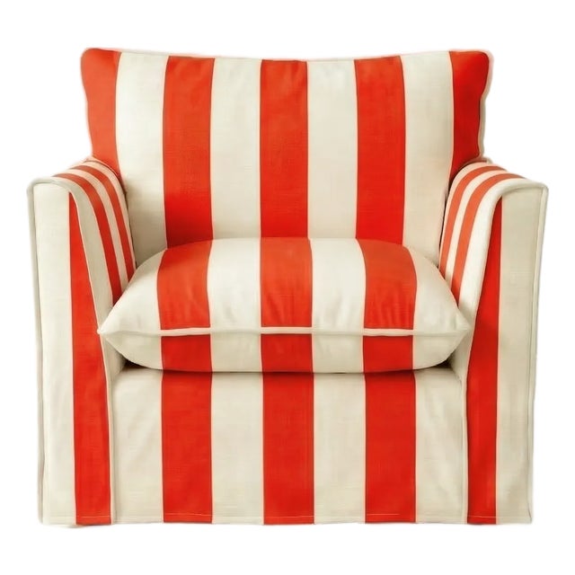 Sophie Conran Coco Armchair - Petunia Stripes with Knife Edge Cushion For Sale