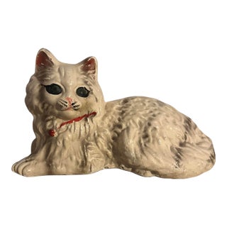 Vintage 1950’s Chalkware Persian Feline Statue For Sale