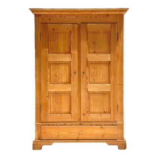 Mid 20th Century Vintage Boho Pine Panel Armoire For Sale