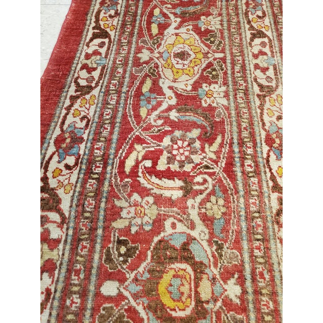 Antique Tabriz Carpet, Handmade Persian Rug in Floral Gold, Red and Beige For Sale - Image 9 of 18