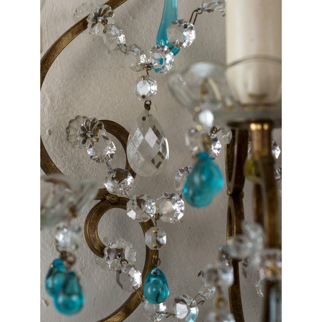 Vintage Five-Light Florentine Wall Lamp in Wrought Iron, 1970s For Sale - Image 13 of 14