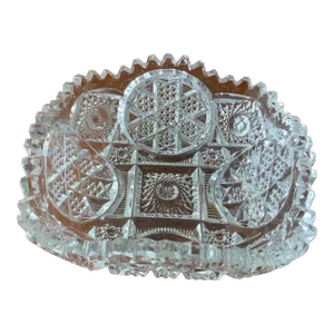 1950s Saw Tooth Cut Crystal Bowl