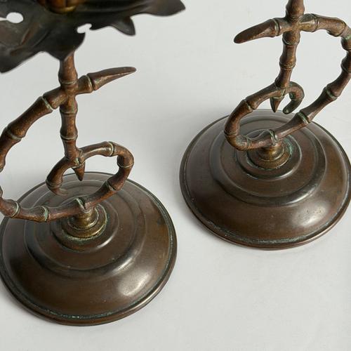 English Aesthetic Movement Japonisme Copper Candlesticks, 1880s, Set of 2 For Sale - Image 6 of 10