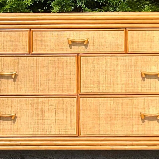 Late 20th Century Vintage Coastal Grasscloth Dresser For Sale - Image 11 of 15
