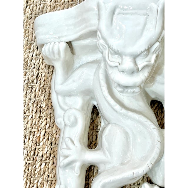 White Vintage French Glazed Ceramic Gargoyle Wall Sconce For Sale - Image 8 of 11
