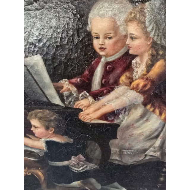 Realism Late 19th Century Antique Large Signed Painting Young Musicians For Sale - Image 3 of 12