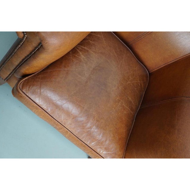 Animal Skin Vintage Dutch Cognac Colored Leather Club Chairs, Set of 2 For Sale - Image 7 of 18
