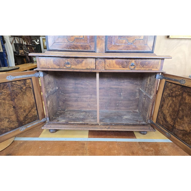 17th Century Burl Walnut Veneer Cabinet Flemish German Low Country For Sale - Image 9 of 17