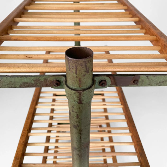 Industrial Italian Cart in Wood and Green Metal, 1920s For Sale - Image 6 of 17