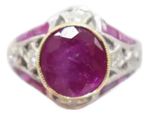 Early 20th Century Oval Ruby and Diamond Ring, Size 6.5